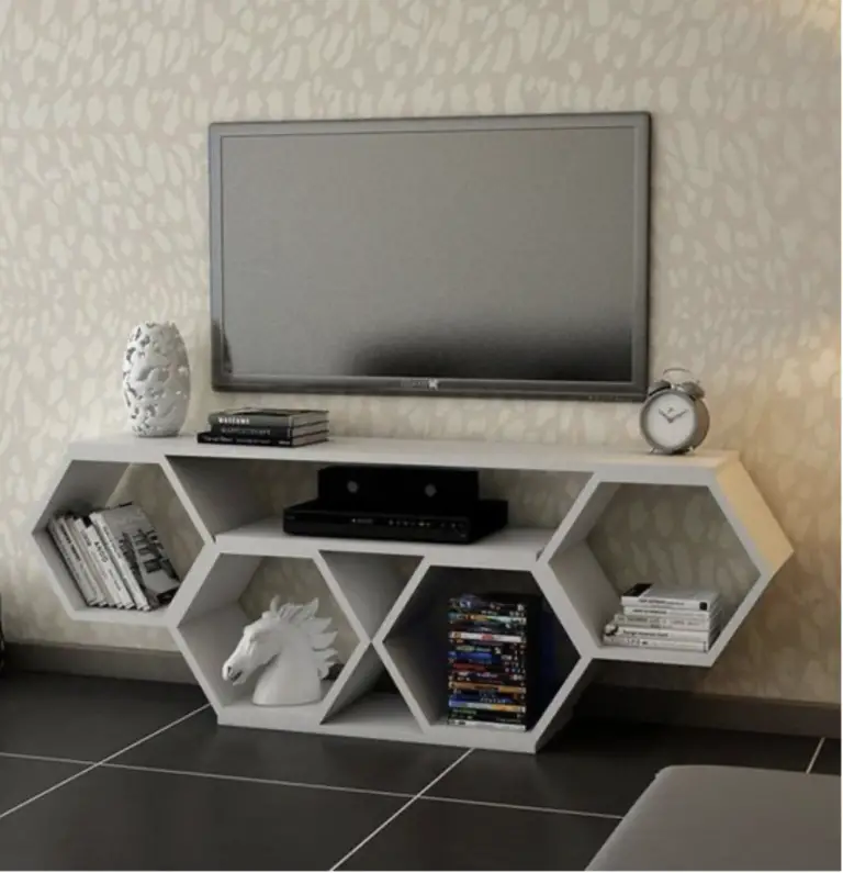 TV stand with pentagon details  