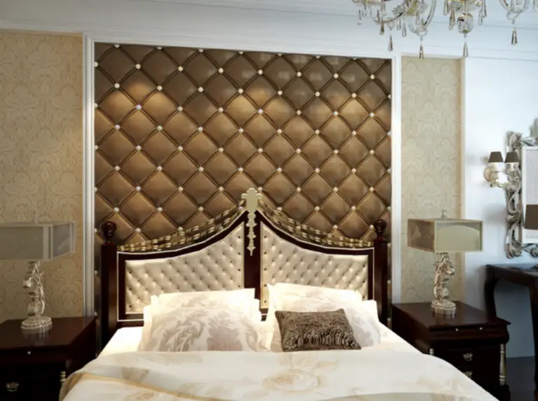 3D Leather Tiles Accent Bedroom Wall
