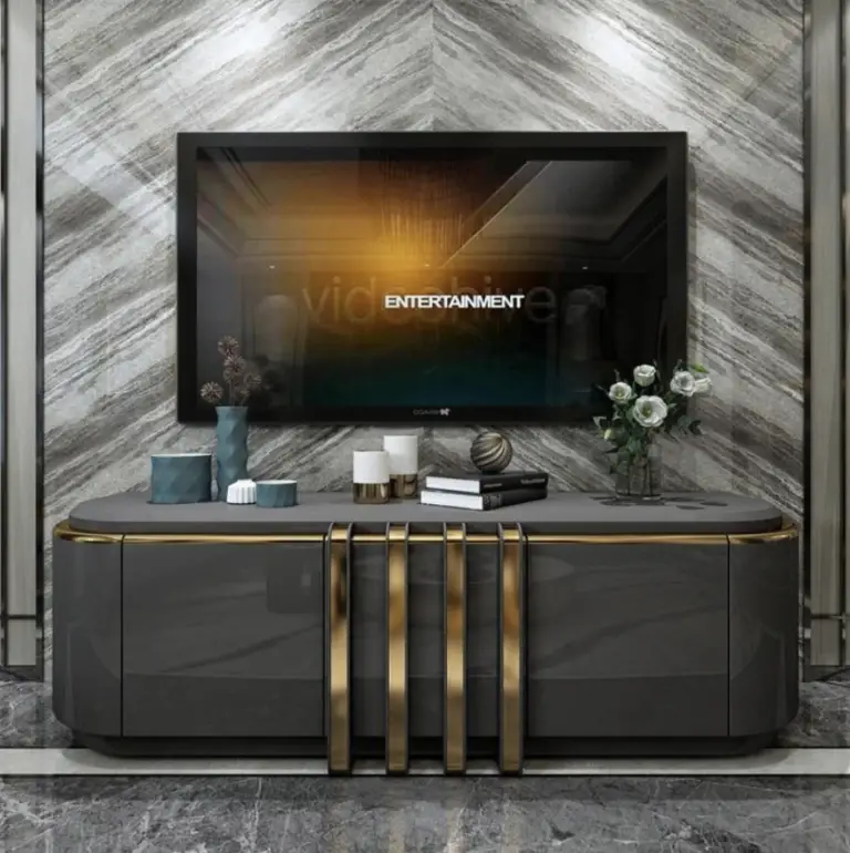 Black and gold TV stand for a luxurious touch