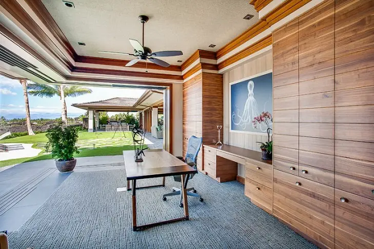 Semi Outdoor Tropical Home Office Decor Ideas