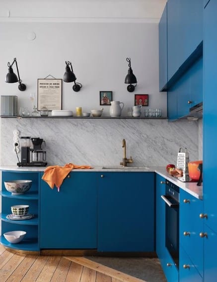 Simple Blue Kitchen Cabinet