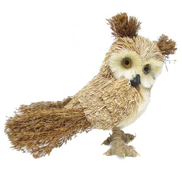 Sisal Wood Owl Decor