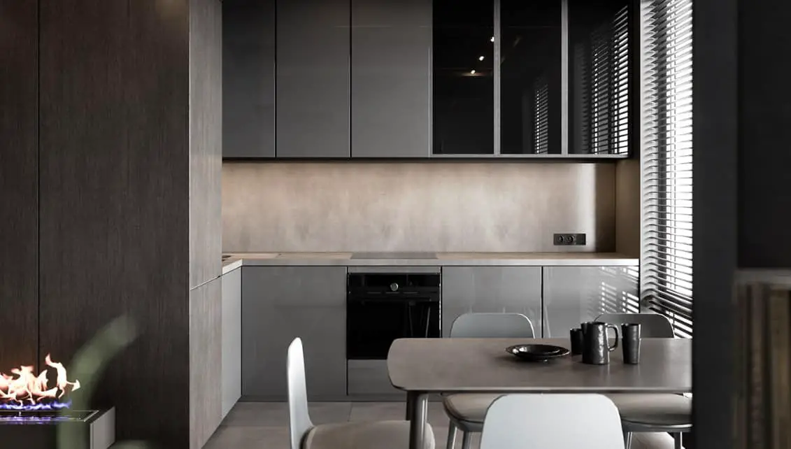 Sleek Grey Kitchen Cabinet