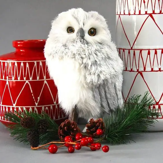 Snowy Christmas Owl Decor