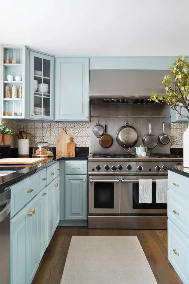 Soft Blue Kitchen Cabinet