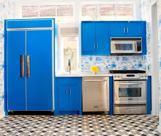 Solid Blue Kitchen Cabinet