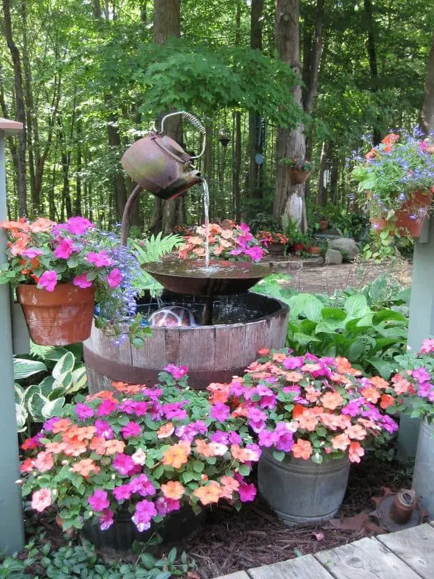 Tea Pot Fountain Backyard Ideas