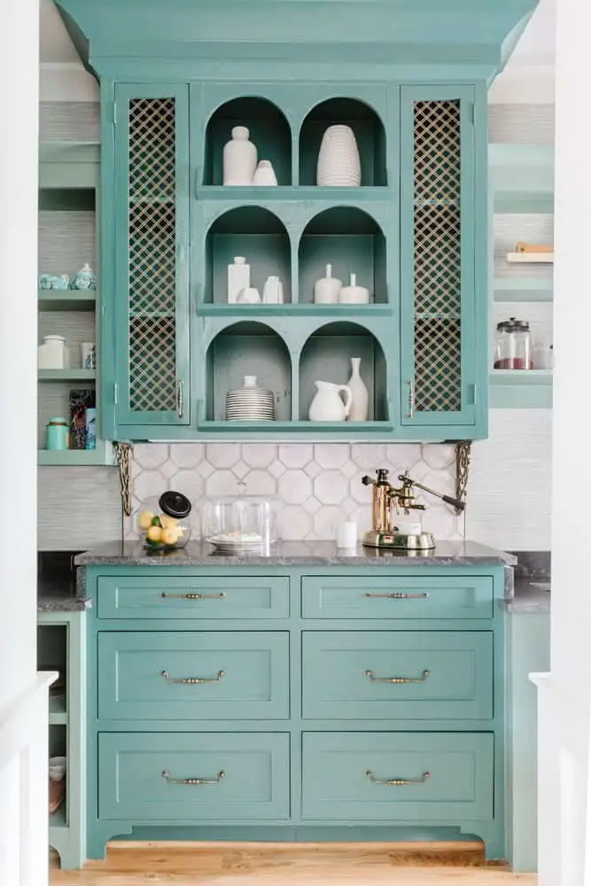 Teal Blue Kitchen Cabinet