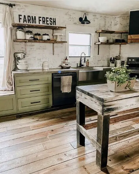Vintage Green Kitchen Cabinet