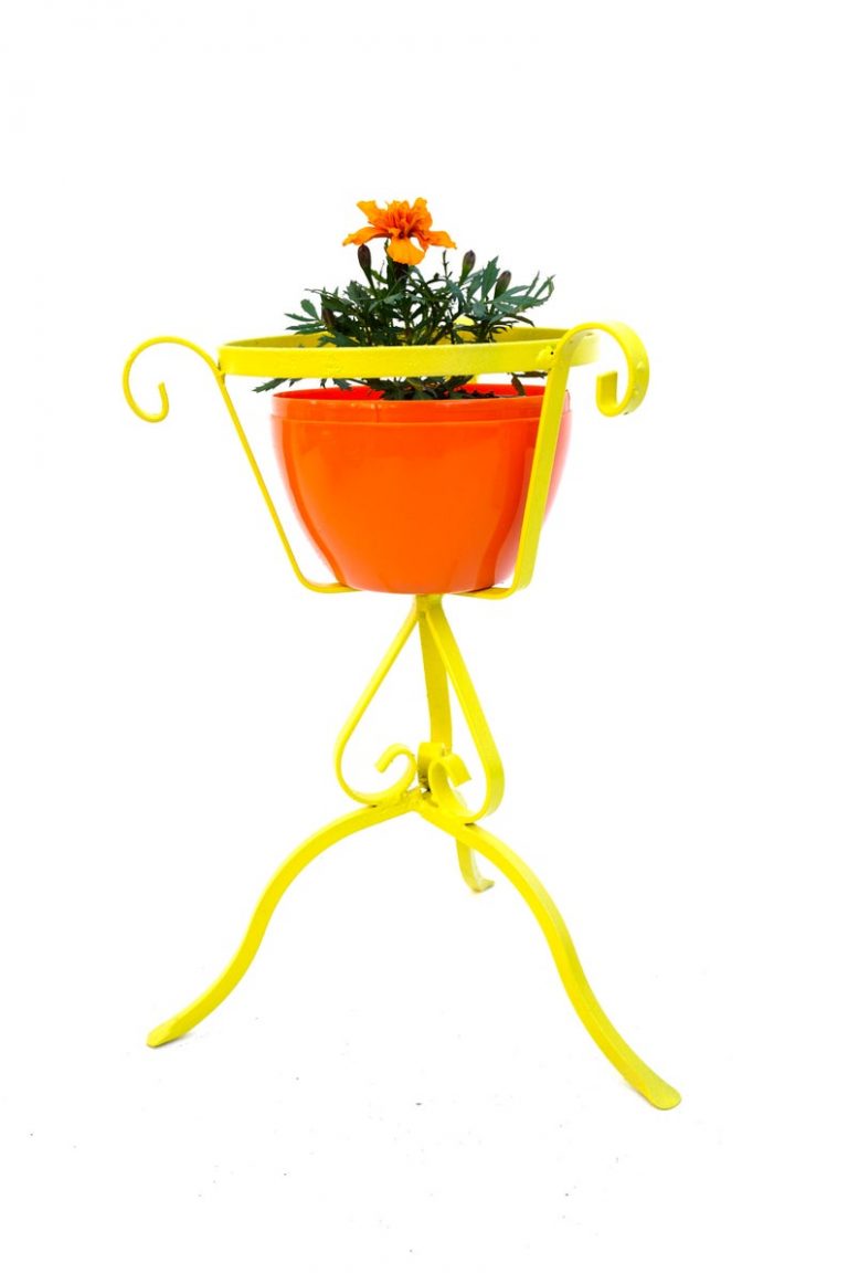 Vintage Yellow Plant Stand