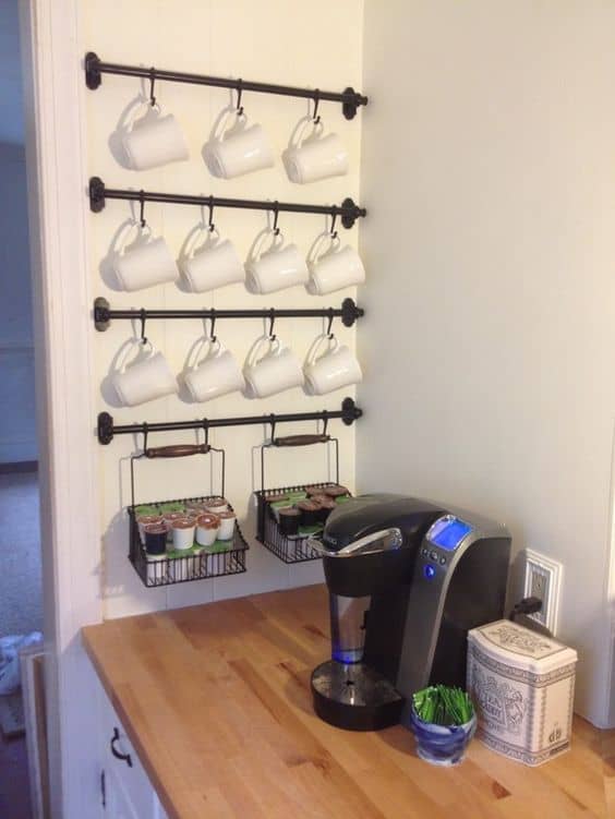 Wall-Mounted Mug Holder Tea Station Ideas