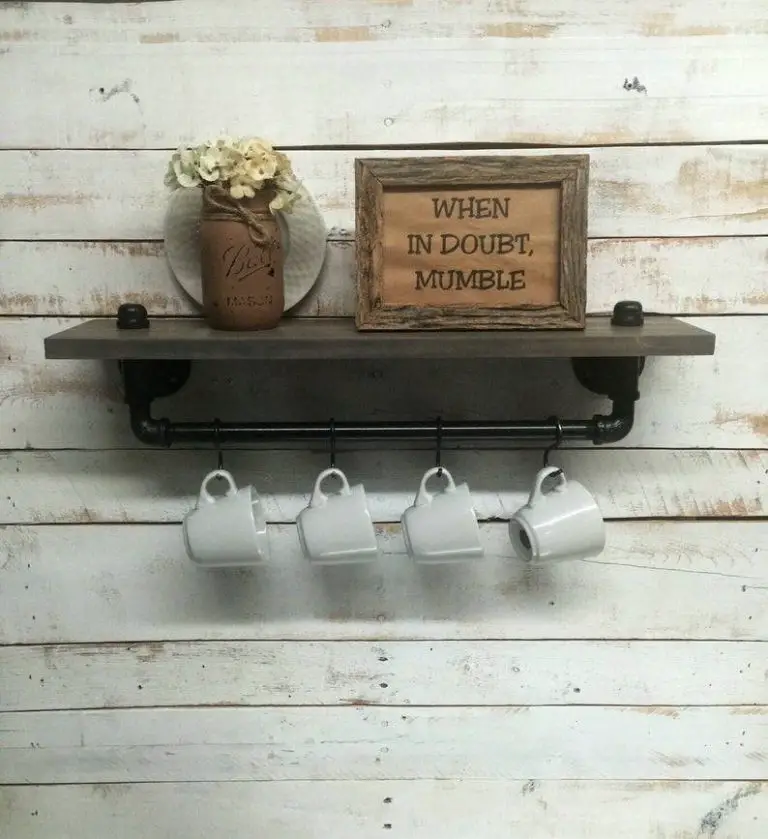 Coffee Station Ideas - Wall Rack Pipe Coffee Mug Holder