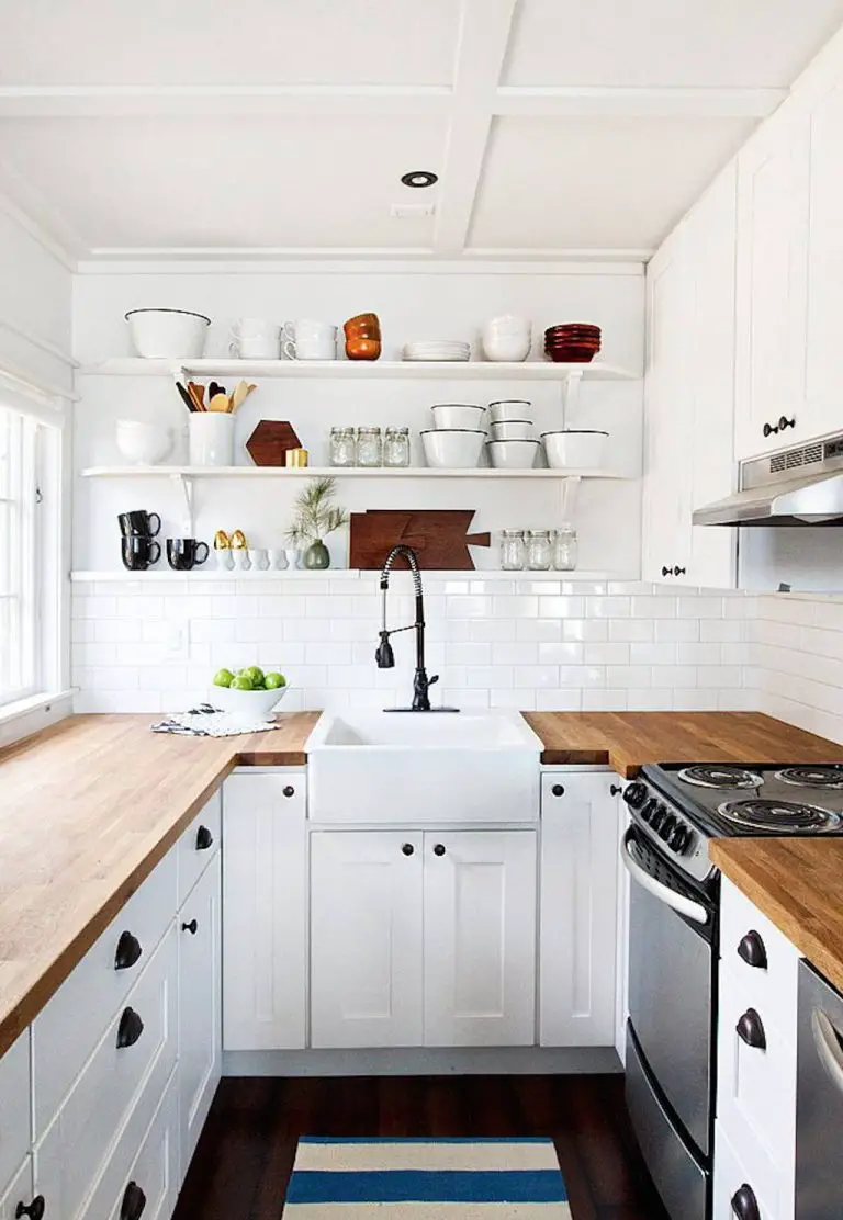 White Kitchen with Wood Countertop