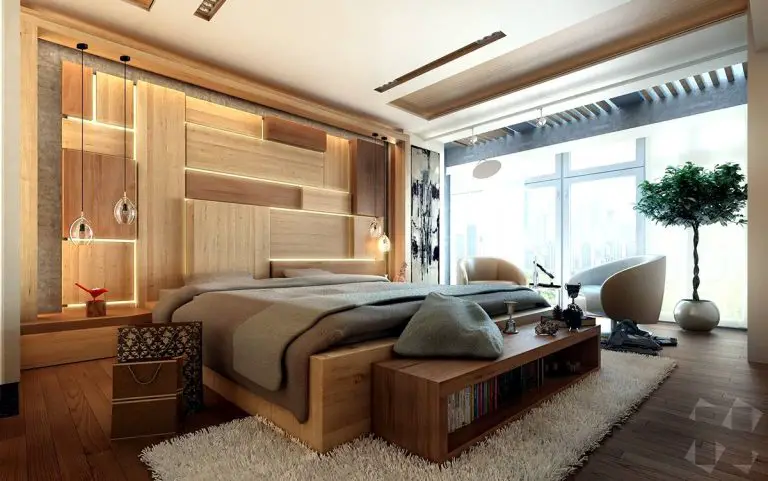 Wooden Headboard With Lights