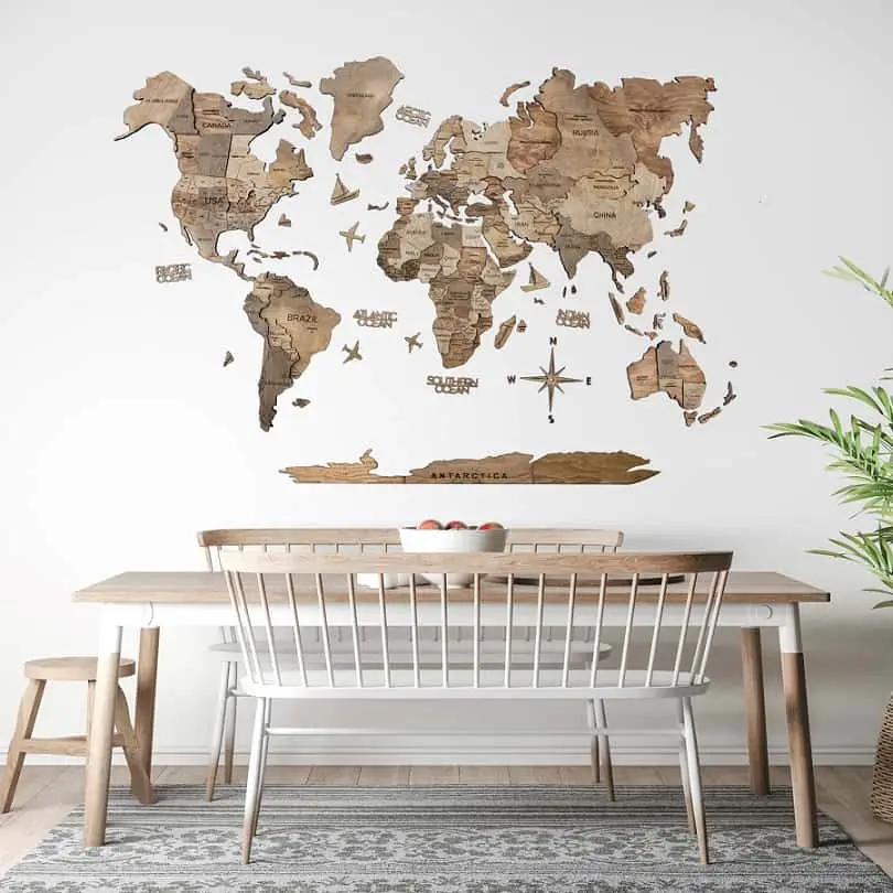 World Map Wood Wall Art Ideas