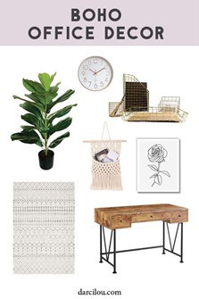 collection of boho chic decor items 