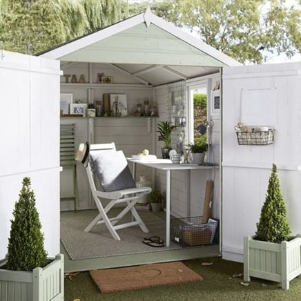 white garden shed office