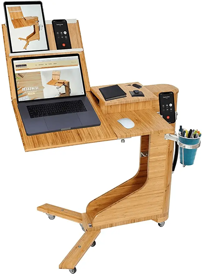 Pine Hideaway Desk With Rollers