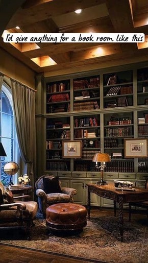 all timer library home office with green paint and antique furniture 