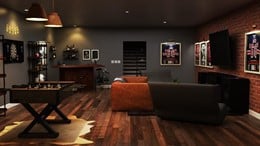 moody man cave style office 