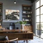charcoal grey masculine home office 