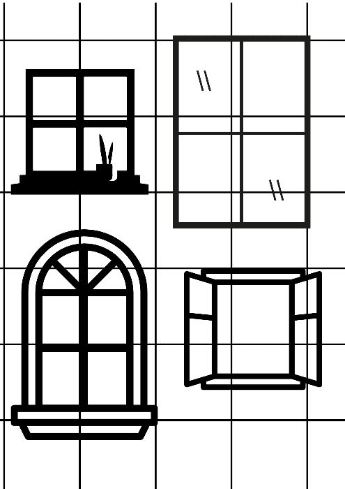 graphic design of different window styles