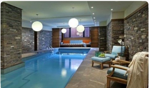 Rec room with indoor swimming suites